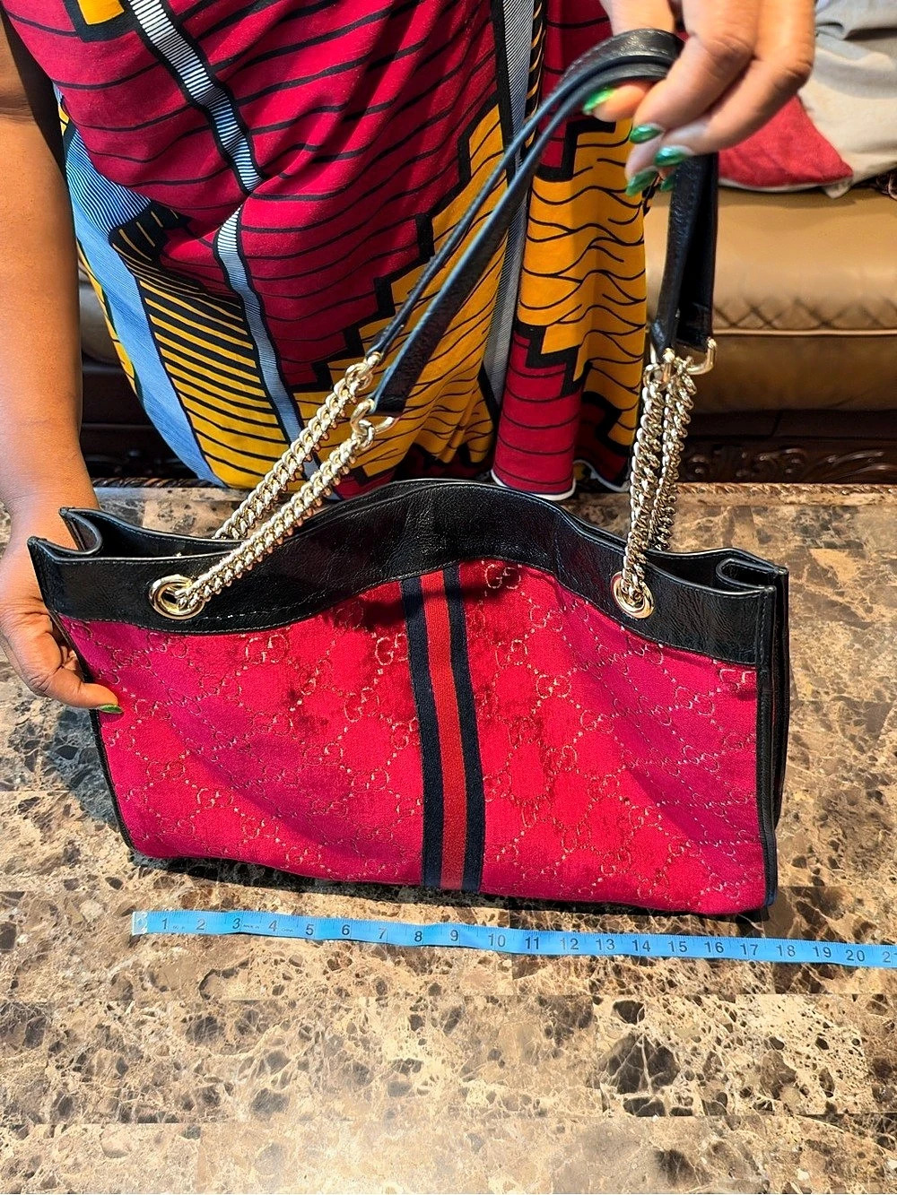 Gucci Rajah Large Tote Bag Red & Black with Pouch - Picture 4 of 16